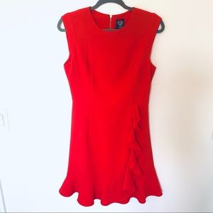 Vince Camutu Red Ruffle Dress